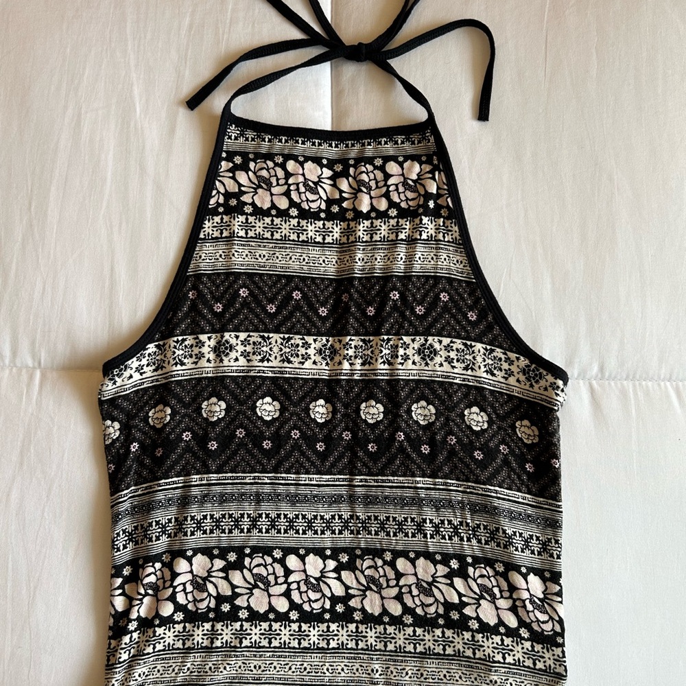 American Eagle Outfitters Black and Cream Halter Top